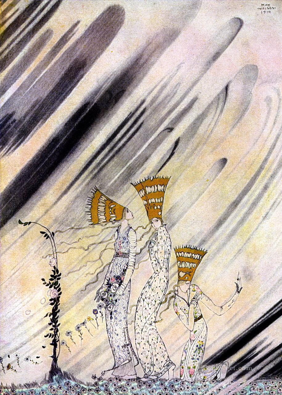ケイ・ニールセン ノルウェーの物語 ブルーマウンテンの三人姫 ファンタジー油絵